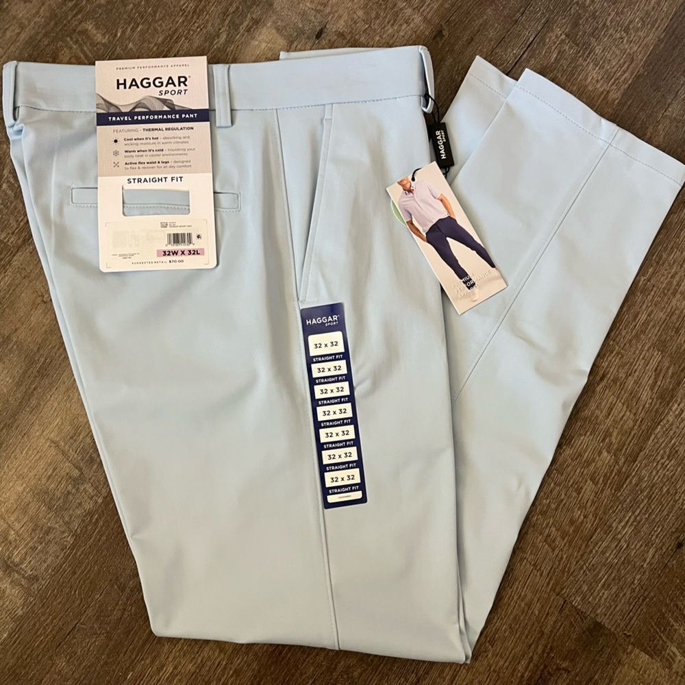 Haggar Sport Travel Performance Straight Fit Flat Front Pants- Size 32x32